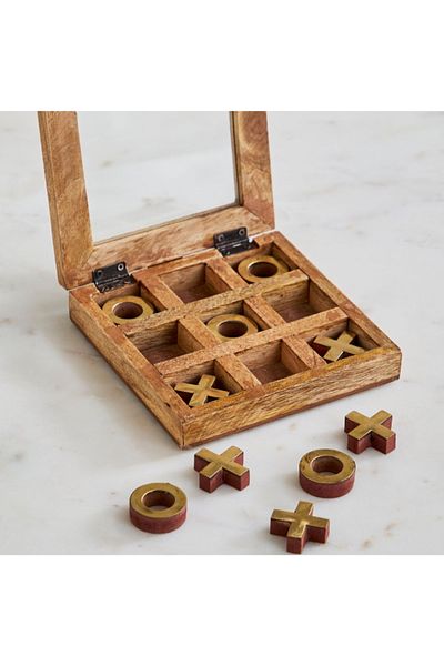 Home Box Odin Wooden Cross and Nut Gaming Set with Glass 15x15x5 cm