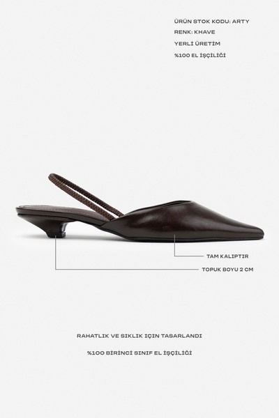 NİŞANTAŞI SHOES Arty hnědé vzorované matné gumové detaily se špičatou špičkou na krátkém podpatku dámské baleríny