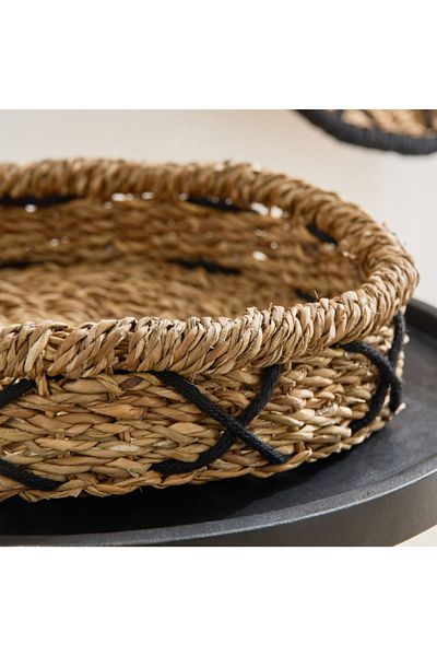 Home Box Naturaloom Stitch Round Tray - 37x37 x7 cm