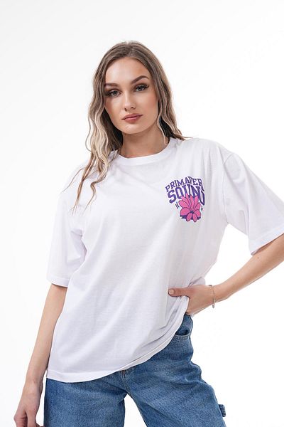 ŞİMAL Tricou oversize pentru damă, cu imprimeu pe spate, cu decolteu rotund 250116   -