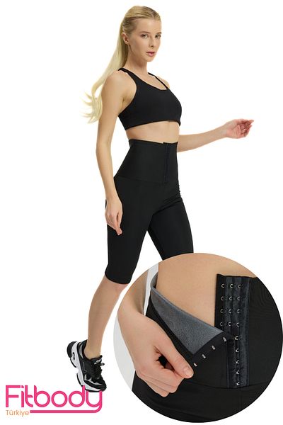 fitbody Recuperative Sauna Shorts High Waist Thermal Leggings with Clips