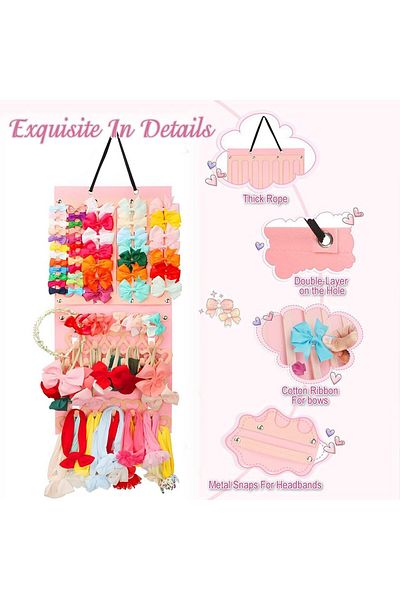 auvstar Hanging Organizer for Hair Clips/Bars, Textile, Pink