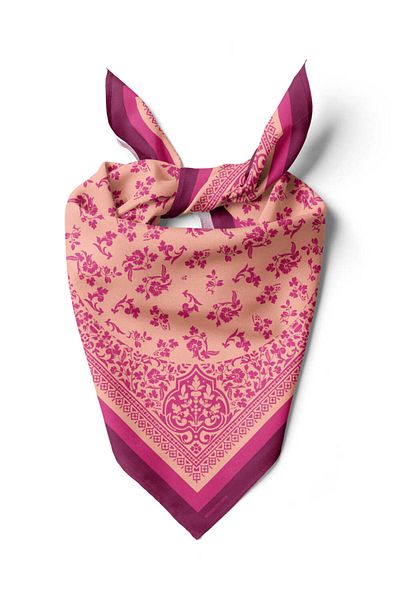Modabutik Women's Vintage Patterned Bandana Pink Dg0206-22