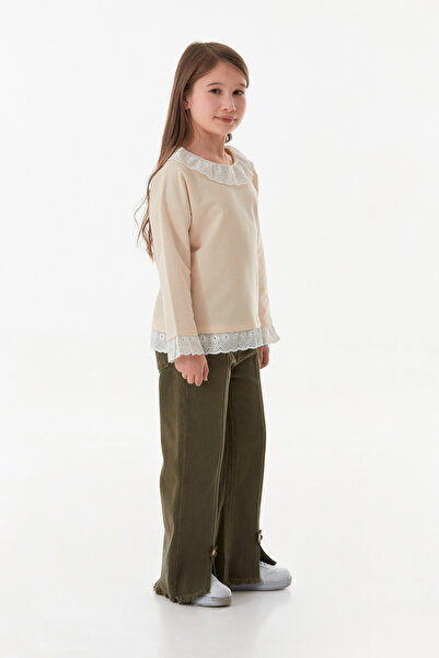 Fulla Moda Baby Collar Girl's Blouse with Lace Sleeves and Collar