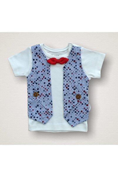 Tomuycuk Blue Baby Boy Set - Tuxedo Baby Set with Bow Tie - Set of 3