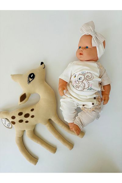 Tomuycuk 3-Piece Baby Girl Kids Set Squirrel Embroidered 3-6-9-12 Months Baby Sets Outfits Baby Clothing