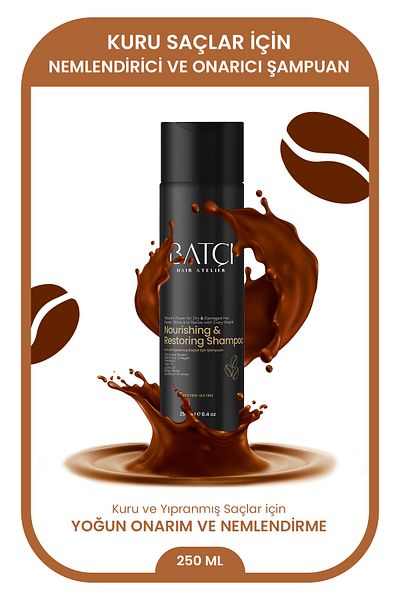 Batçı Hair Atelier Repairing, Soothing (Made with Real Coffee) Care Shampoo for Dry Hair and Skin 250 ml