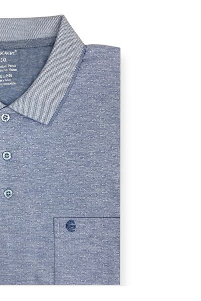 Sadık Collection Ercan Ανδρικό μπλουζάκι με βαμβακερό ζακάρ γιακά μεγάλου μεγέθους με τσέπη 0141