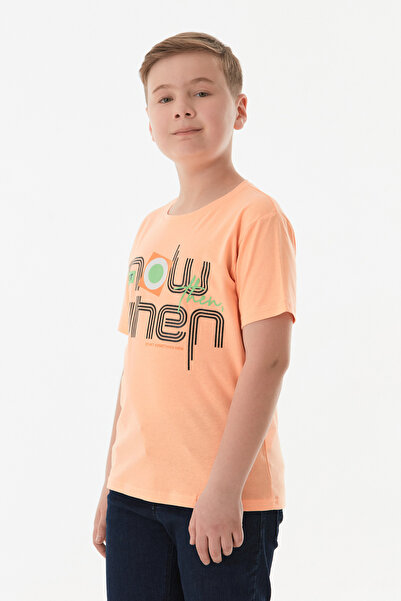 Fulla Moda Slogan Printed Crew Neck Boy's T-Shirt