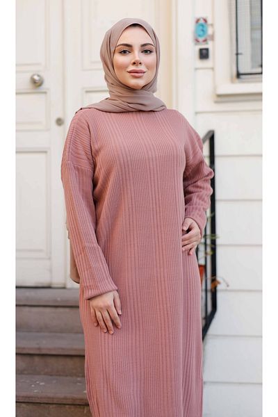 Pamuk Butik Women's Ribbed Long Knitwear Dress