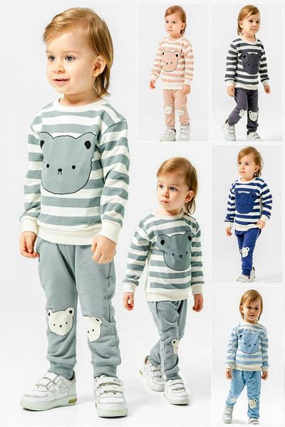 Bubito Cartoon Themed Bear Visual Baby Bottom and Top Set
