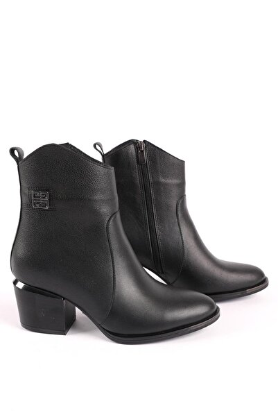 Hayati Arman حذاء نسائي كلاسيكي من الجلد الطبيعي بسحاب باللون الأسود