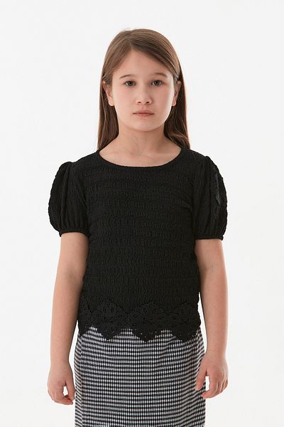 Fulla Moda Κοριτσίστικη μπλούζα με μπαλόνι με κορδόνι στη μέση