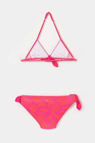 Woody 961 φύλλα εμπριμέ μοτίβο με UPF50+ Protect Pink Bikini-Neck για κορίτσια 9-16 ετών