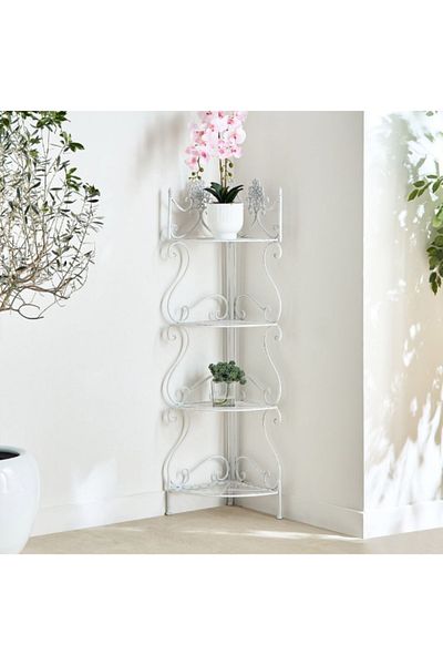 Home Box Vista Classic 4-Tier Metal Corner Shelf Planter Stand - 47x33x136 cm