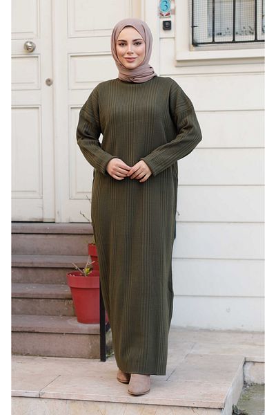 Pamuk Butik Women's Ribbed Long Knitwear Dress