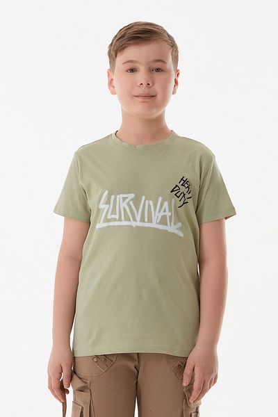 Fulla Moda 100% Cotton Survival Text Printed Boys' T-Shirt