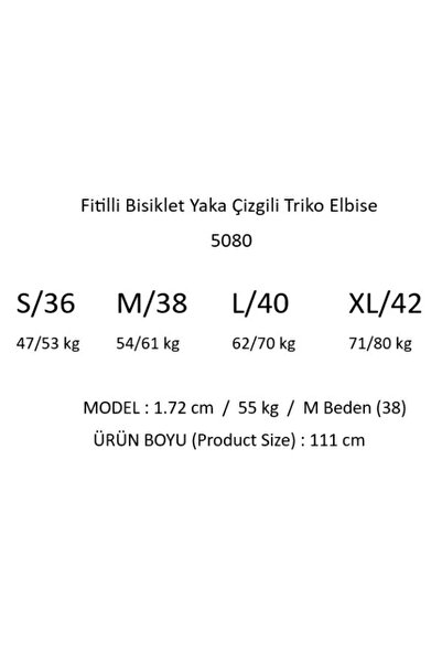 Irmak Kerekli Çizgili Fitilli Kadın Elbise, Çizgili Elbise, Kadın Elbise, Triko Elbise, Fitilli Elbi