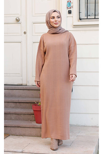 Pamuk Butik Women's Ribbed Long Knitwear Dress