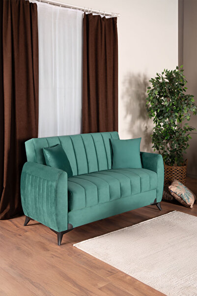 Kilim Mobilya Linda İki Kişilik Kanepe Yüksek Ayaklı Yeşil