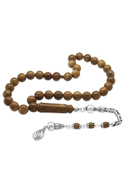 Tesbihane 925 стерлингово сребро верижка с пискюли, отворена, цветна, сферично изрязана, полирана, молитвени броеници Кука