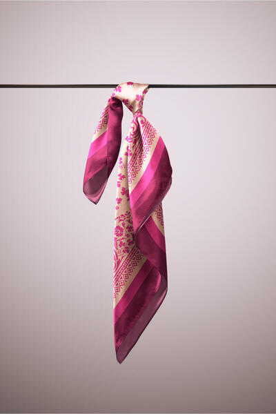 Modabutik Kadın Vintage Desenli Bandana Pembe Dg0206-22