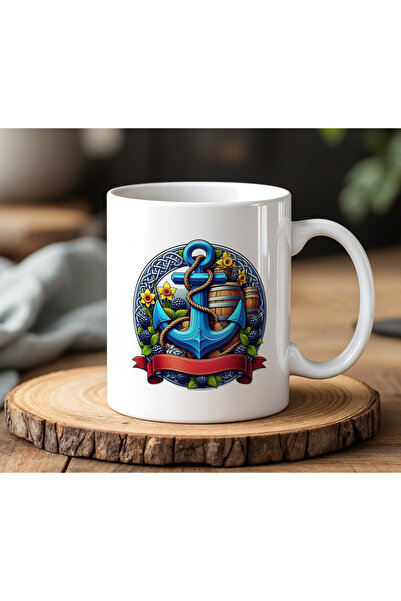 BB TRADE Sea Design White Ceramic Printed Mug Cup 330ml