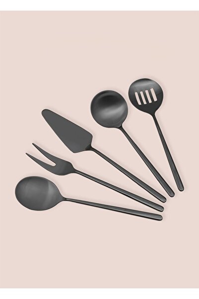 RİVO HOME DECOR Giallo Service Set Black 5 Pieces