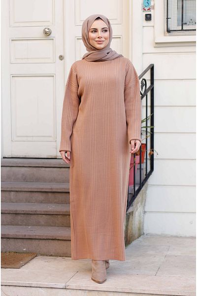 Pamuk Butik Women's Ribbed Long Knitwear Dress