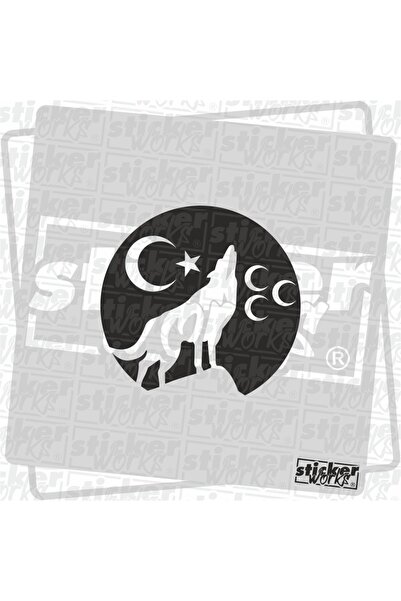 Sticker Works ثلاثة ملصقات الذئب الهلال