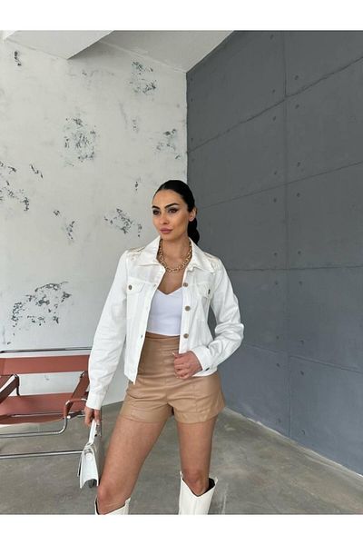 Simala Tasseled Crop Jacket with Back Embroidery - White