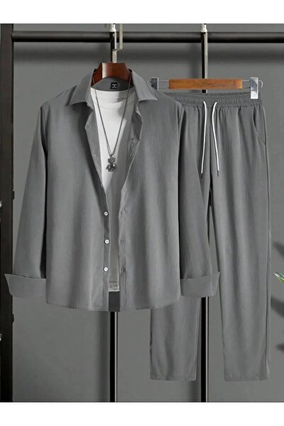BRLKN Men's Smoke Gray Long Sleeve Shirt Pants Tracksuit Set