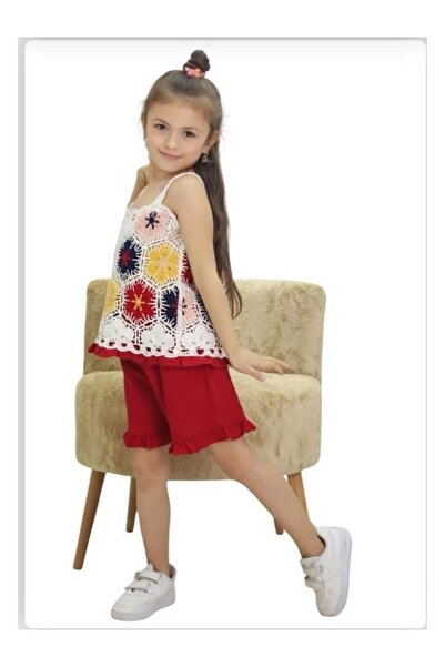 İncilay Kids 275-03-25 DEVOJČIČKI PLETENI KOMPLET KRATKIH PANTALONICA SA KRAV...