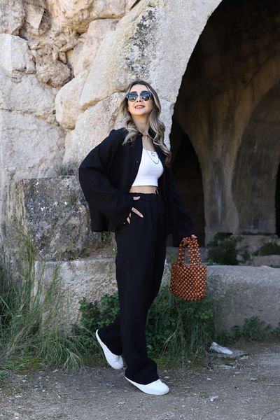bytugcekaya Black Muslin Shirt Pants Set