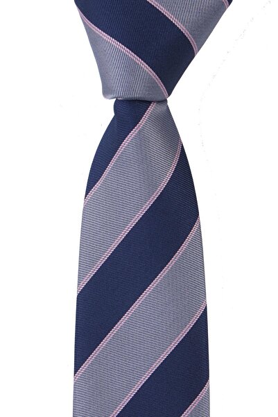 Esgue Вузький Slim Сірий - Синій у смужку 6 см. Ручна робота Краватка