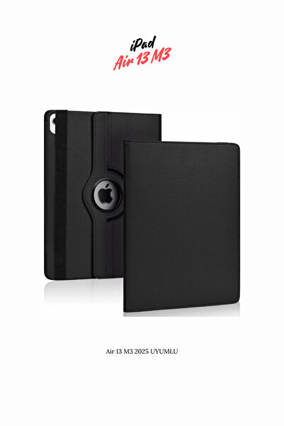 Fuchsia iPad Air 13 M3 2025 Uyumlu 360° Yatay Dikey Dönebilen Deri Tablet Kılıfı