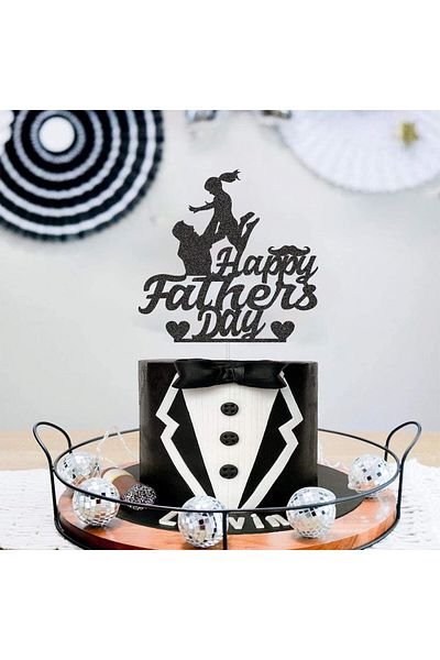 Generic Cake Decoration "happy Father's Day", Paper, Black, 14.4 X 13.7 Cm
