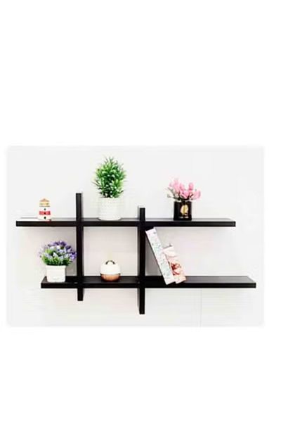 co arma Large Black Hashtag Design Wall Mounted Wooden Shelves 80*80cm 4kg