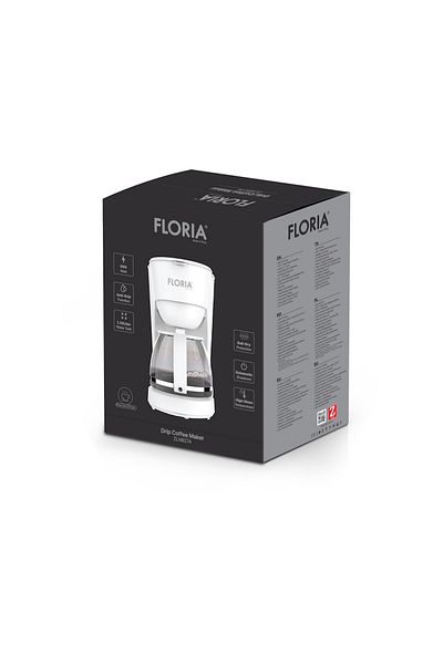 Floria Coffee Maker Zln9274 White, Power 600w, Automatic Shut-Off, 1.2 Liter Jar
