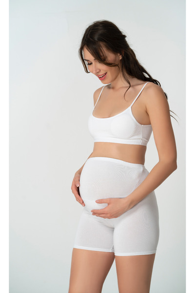 İMER TEKSTİLL Cotton Modal Maternity over the Knee Short Leggings Maternity Shorts