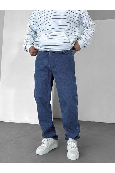 WKM Pantaloni casual pentru bărbați, blugi largi din denim