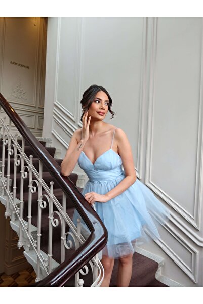 ESRAHELVACI Βραδινό φόρεμα από τούλι με λουράκι Μίνι φόρεμα