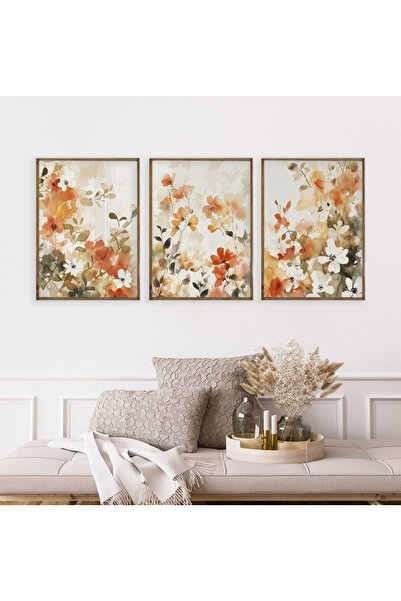 Dekorsiahome Комплект за рисуване на хол/кухня с дървена рамка от 3 части, ярък