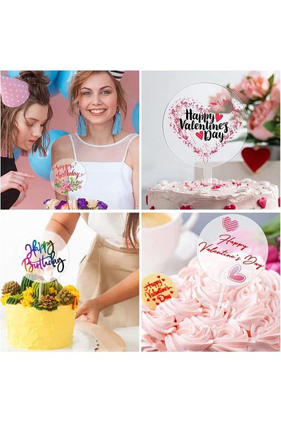 Miotlsy Set of 8 Miotlsy cake decorations, acrylic, transparent, 10 x 16 cm