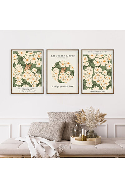 Dekorsiahome Комплект за рисуване с дървена рамка за хол/кухня от 3 части, Se...