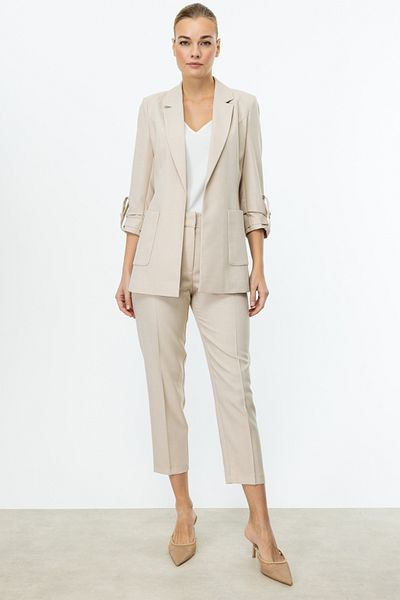 Ekol Women's Skinny Leg Side Pocket Trousers 4132 Stone