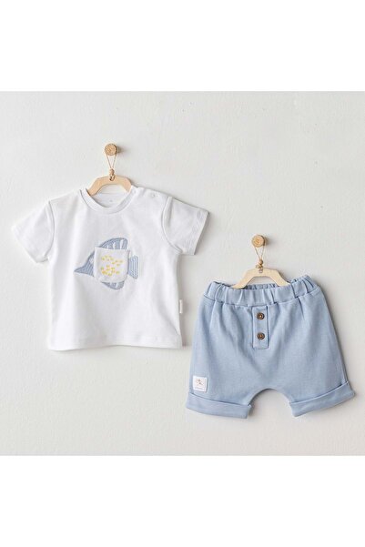 andywawa Ac25608 Ocean İs My Happy Place 2-Piece Baby Set Blue