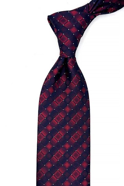 Kravatkolik Navy Blue Square Pattern Classic Tie with Handkerchief Kk13170