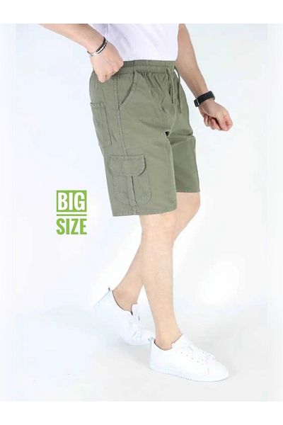 BEYAZTOPTAN Men's Hambez 100% Linen Oversize Commando Pocket Shorts