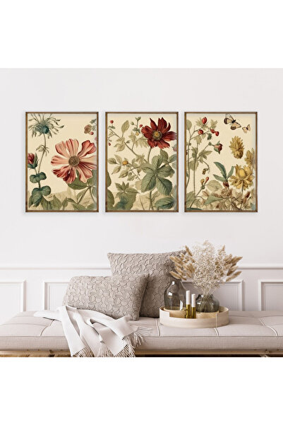 Dekorsiahome 3 τεμάχια Ξύλινο Πλαίσιο Σαλόνι Σαλόνι Κουζίνα Τραπέζι Τριπτίχο